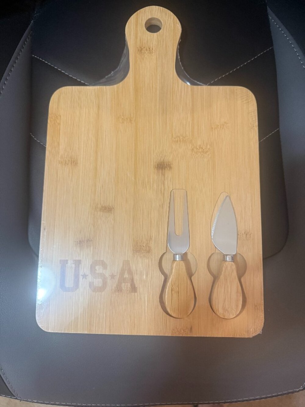 USA Bamboo Cheese Board & Knife Set New in Package